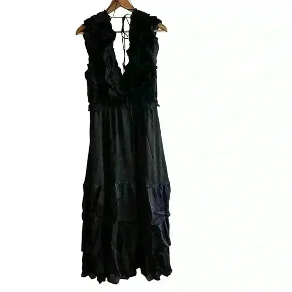 Sweet lemon black  Layered/Tiered V-Neck Dress. Size L - Picture 2 of 7